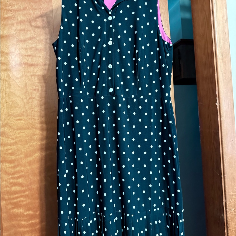 Sandra Darren Black Polka Dot Midi Dress
